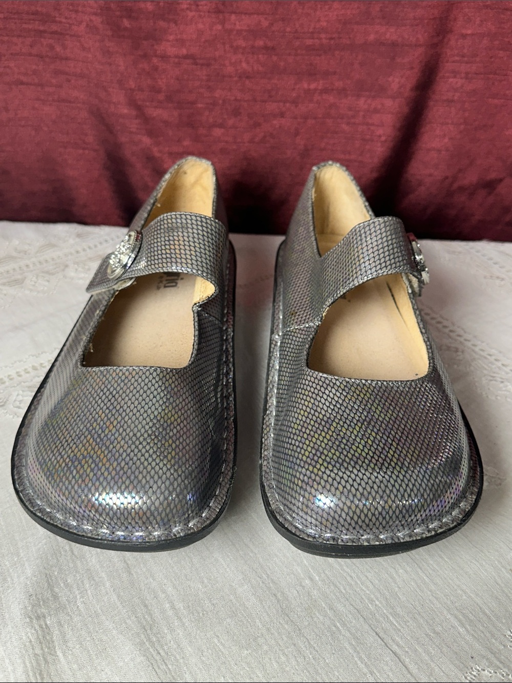 Alegria Paloma Mary Jane EU 39 / US 9 Silver Holo Snake ✨ - Picture 4 of 11